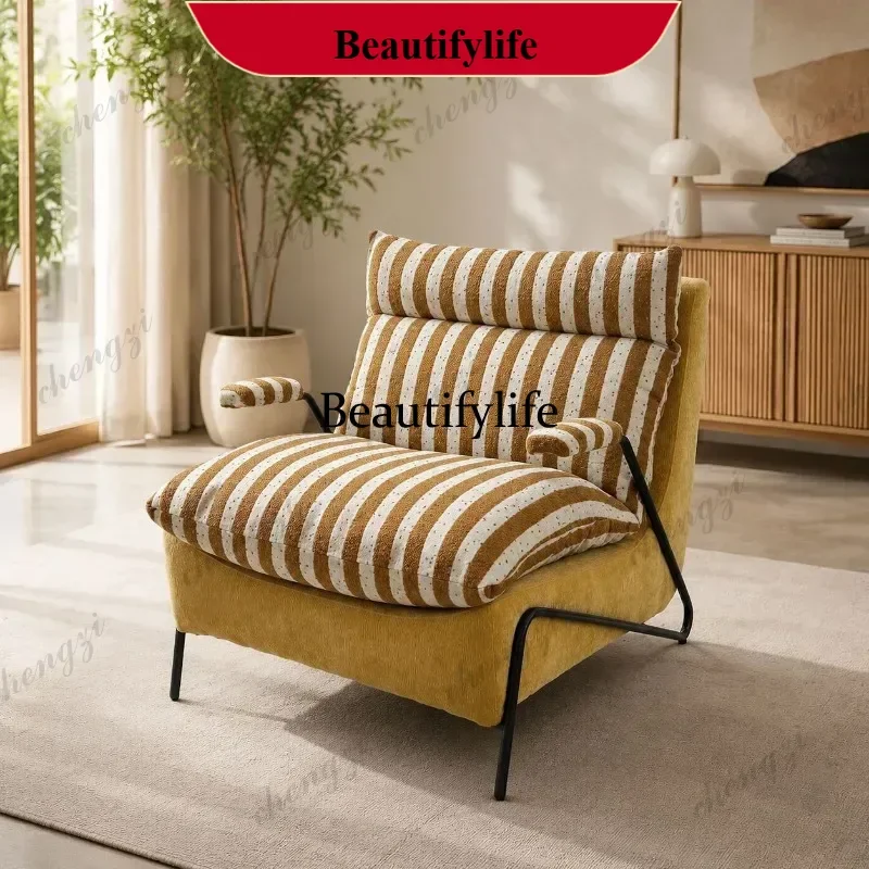 Sofa chair living room fixed Italian retro super comfortable leather single sofa chair p182