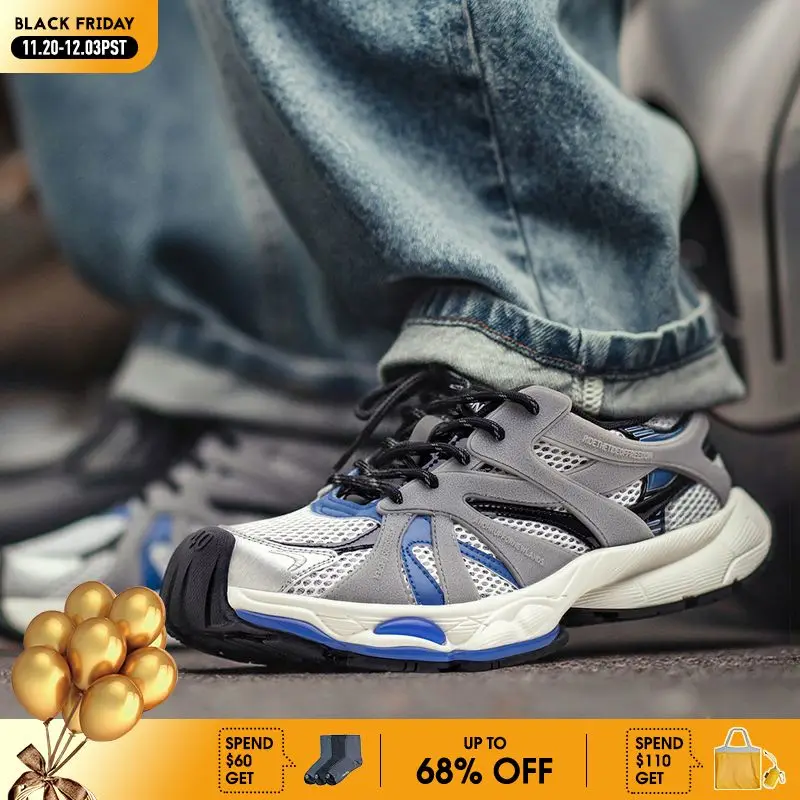 

Maden Retro Men's Mesh Splicing Running Shoes Height-increasing Platform Sneakers Chunky Sporty Dad Shoes for Casual Spring Fall