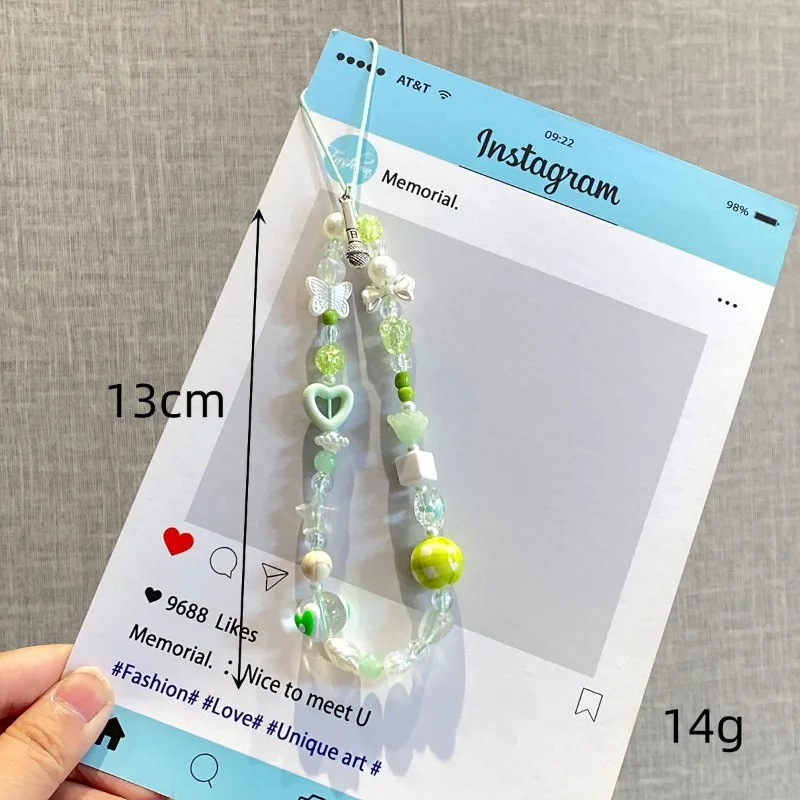 

Зеленый цветок тюльпана, ремни для мобильных телефонов, универсальная подвеска-цепочка из бисера, милый ремешок для камеры для IPone, наушники Airpods