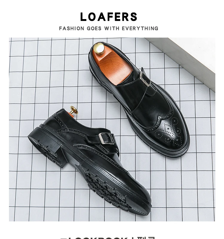 High Quality Brogues Party Wedding Shoes For Men Formal Office Men's Dress Shoes Slip On Casual Leather Business Loafers Shoes