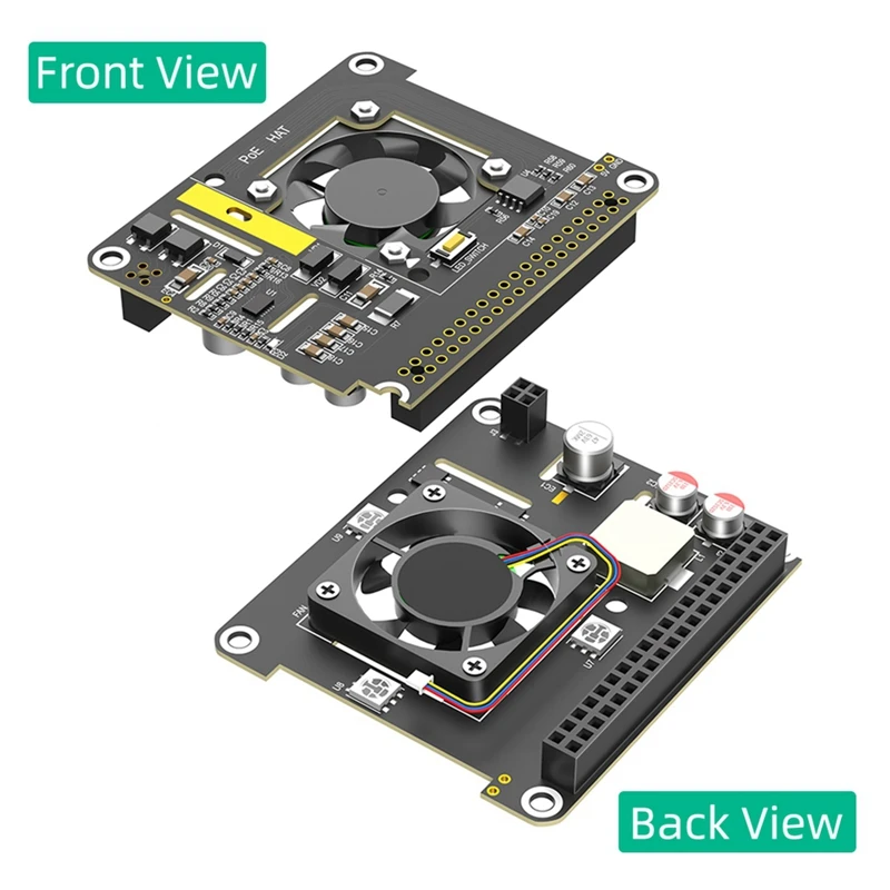 PoE HAT for 5 with Cooling Fan Computer Module 5 Automatic Discoloration LED Light