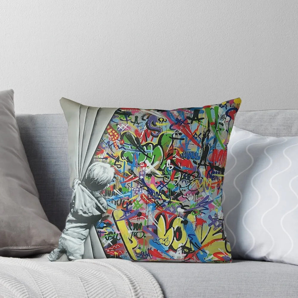 

Banksy Grafiti Street Art Design Throw Pillow Cushion Cover Set Decorative Cushion Christmas Pillow Cases pillow