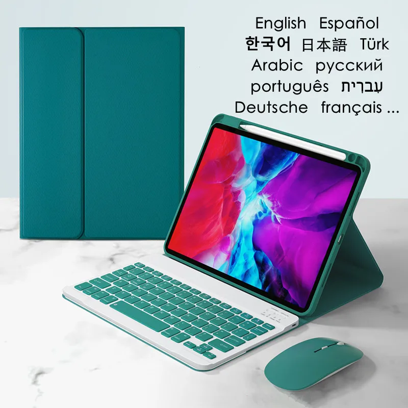 

Funda for iPad 10.2 2021 A2603 A2604 Case Keyboard Cover for iPad 9th 8th 7th Generation Russian Spanish Hebrew Keyboard Teclado