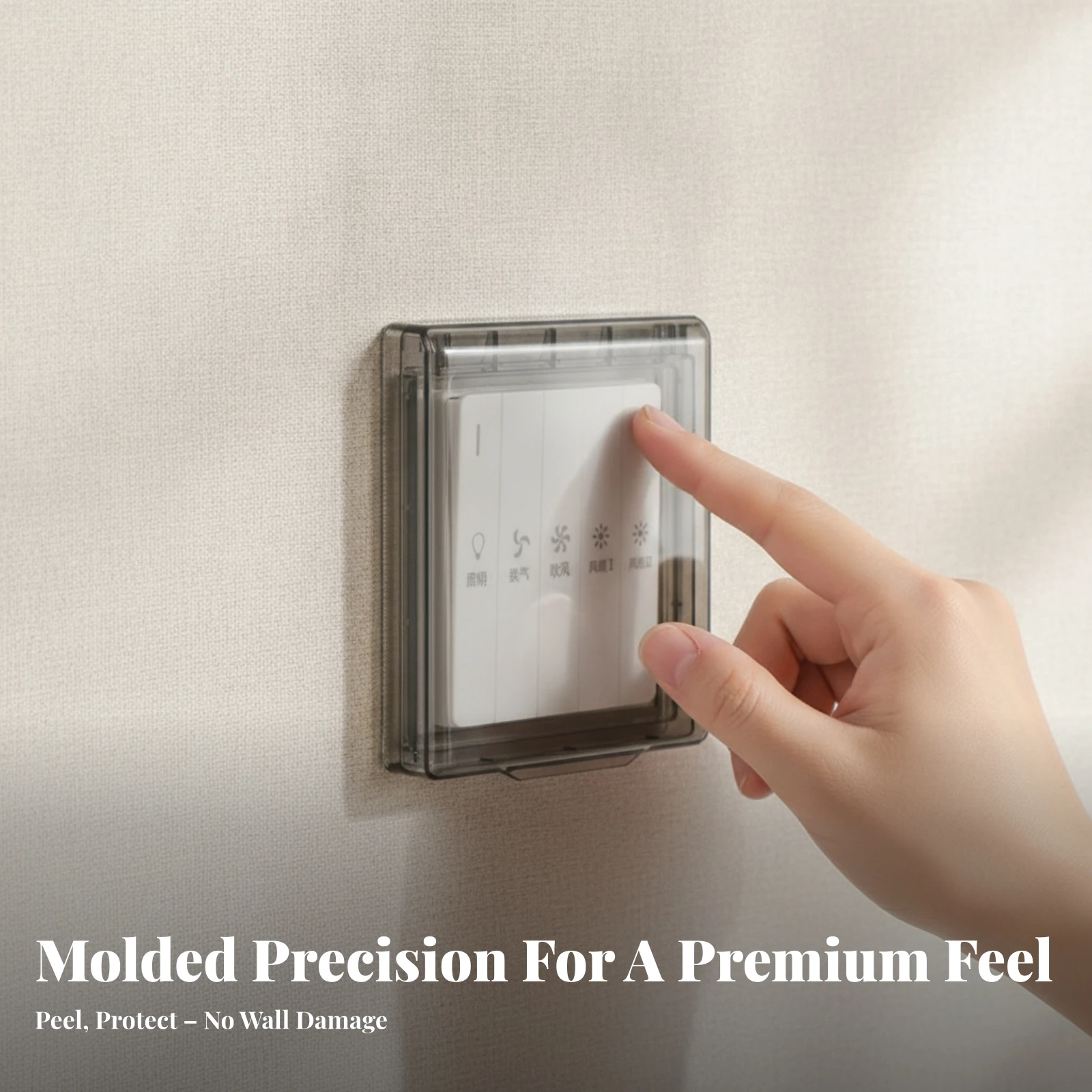 Wall Panel Cover with Hinged Front Lightweight Adhesive Guard Cover Socket Guard with Flip Cap Flame Retardant Practical
