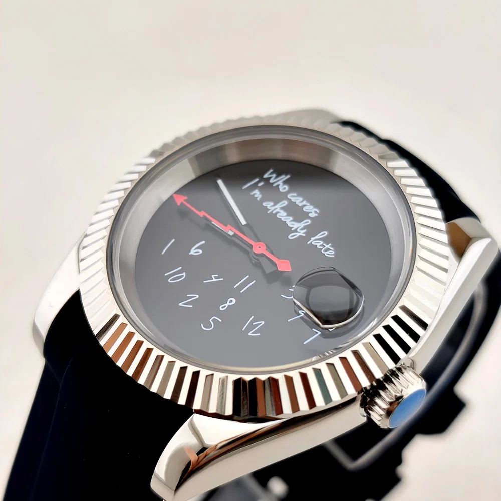 

NH35 Watch 36mm 39mm Who cares im already late Watch No Logo Sapphireglass stainlesssteel waterproof case fit automatic movement