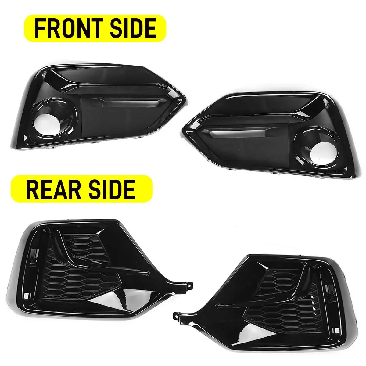 4pcs Car Front+Rear Bumper Fog Light Grille Cover Cap For Honda Civic 5 Door FK4 FK7 Hatchback 2016-2021 Fog Lamp Hoods Grill