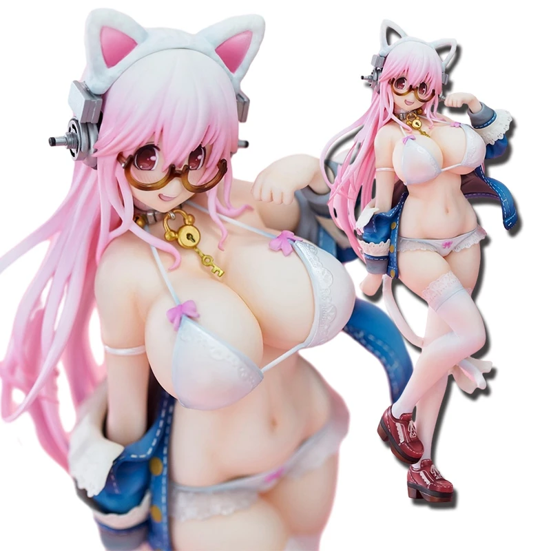 

26CM Anime Union Creative SoniComi Super Sonico 1/6 White Cat Ver Sexy Girl PVC Action Figures Hentai Collection Model Toys Gift