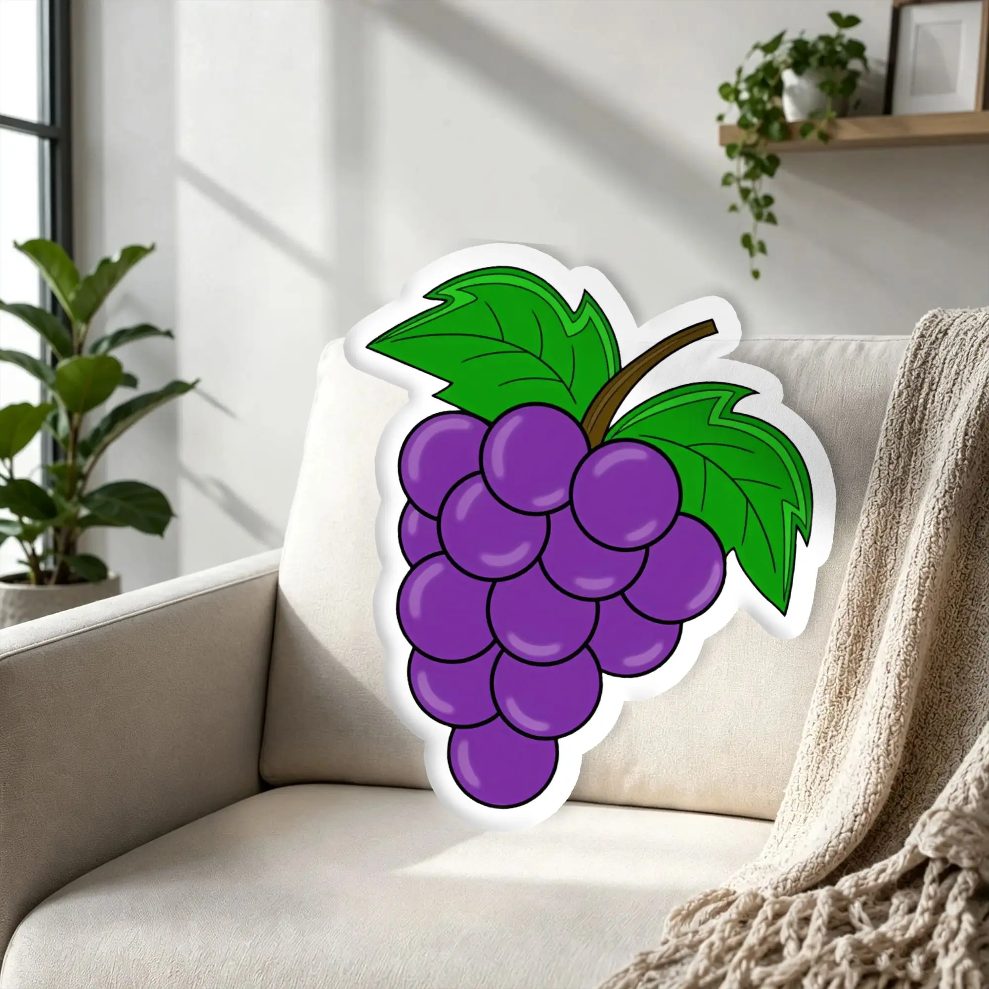 Custom Colorful Summer Fruit  Pillow Double Sided Vivid Grape Home Decoration Salon Personalized Plush Pillows for Living Room