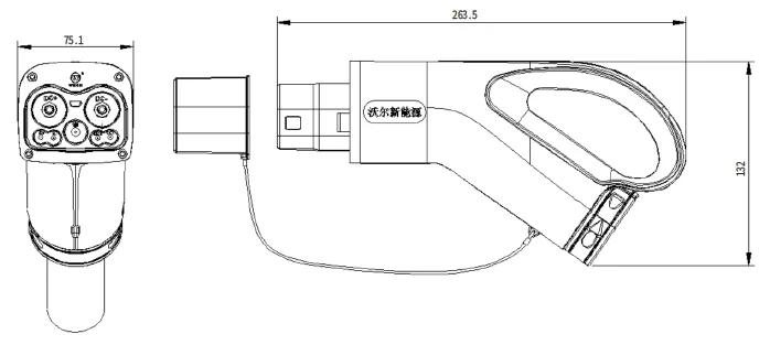 WORE Newest CHAOJI Liquid Cooled DC Charging Connector 1000V DC Max Fast Charging High Quality Ev Charger Unit