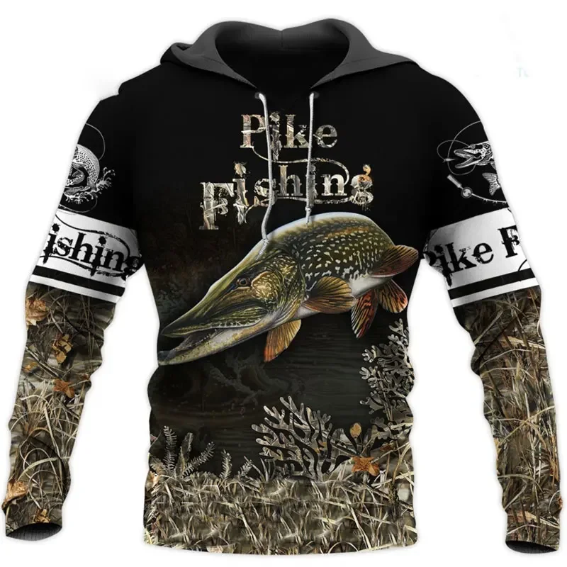 Wild Animals Fishing on Skin 3D Printed Fashion Mens Hoodie Harajuku Streetwear Pullover Autumn Unisex Casual Jacket Tracksuit