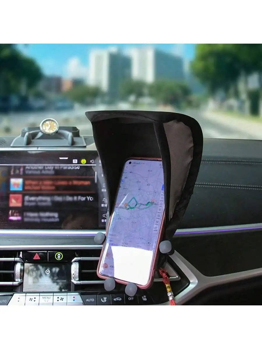 1pc Random Color Car Dashboard Vertical Sunshade Cover For Mobile Phone Without Heating