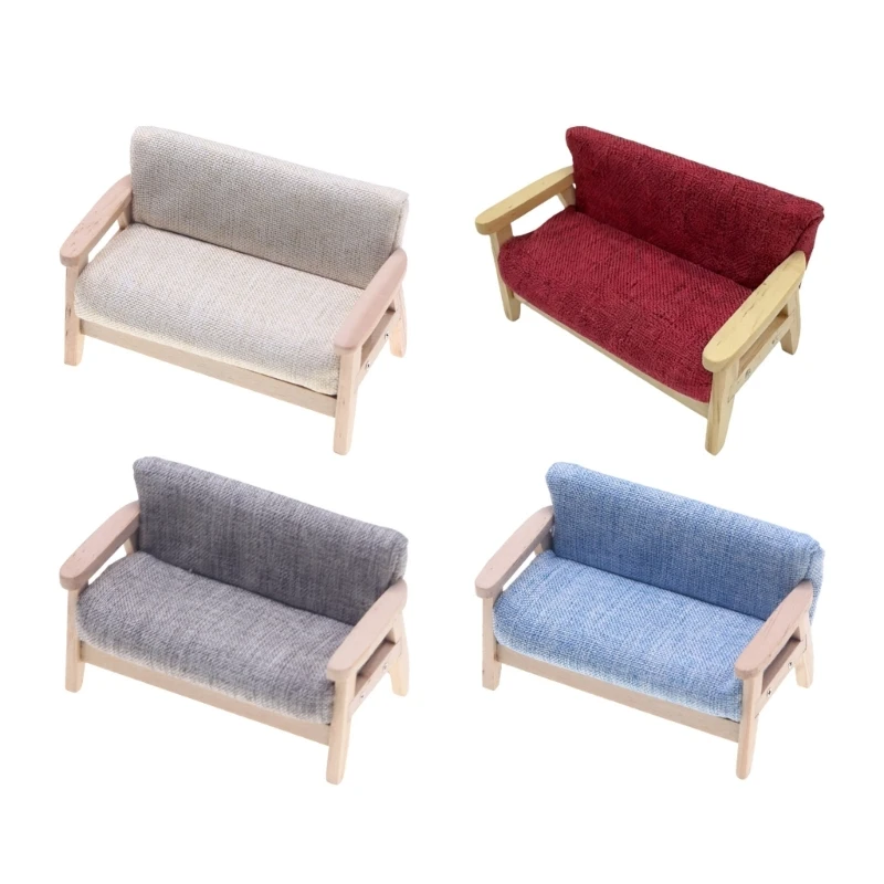 

Dollhouses Couch Sofa Wooden Armchair Loveseat Seater DIY Miniature Decors 15UB