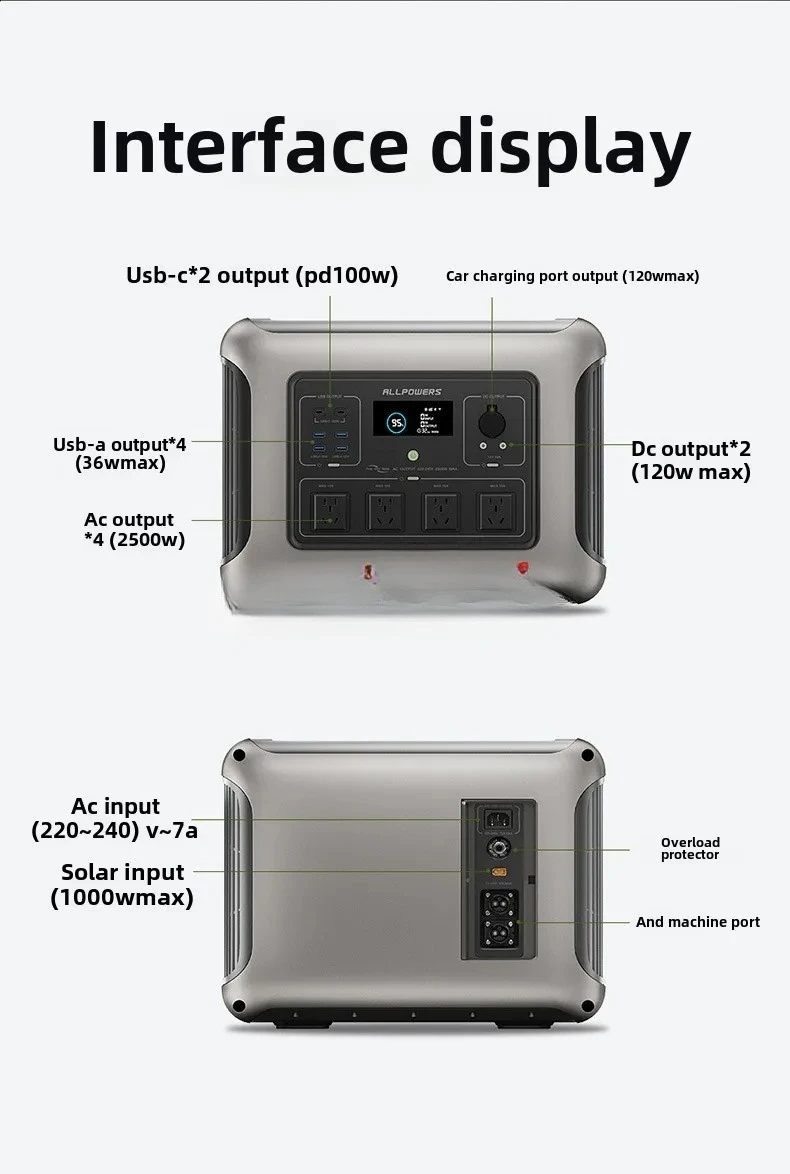 Portable power station 2016Wh expandable to 20kWh LFP battery 2500W emergency household/outdoor power supply R2500