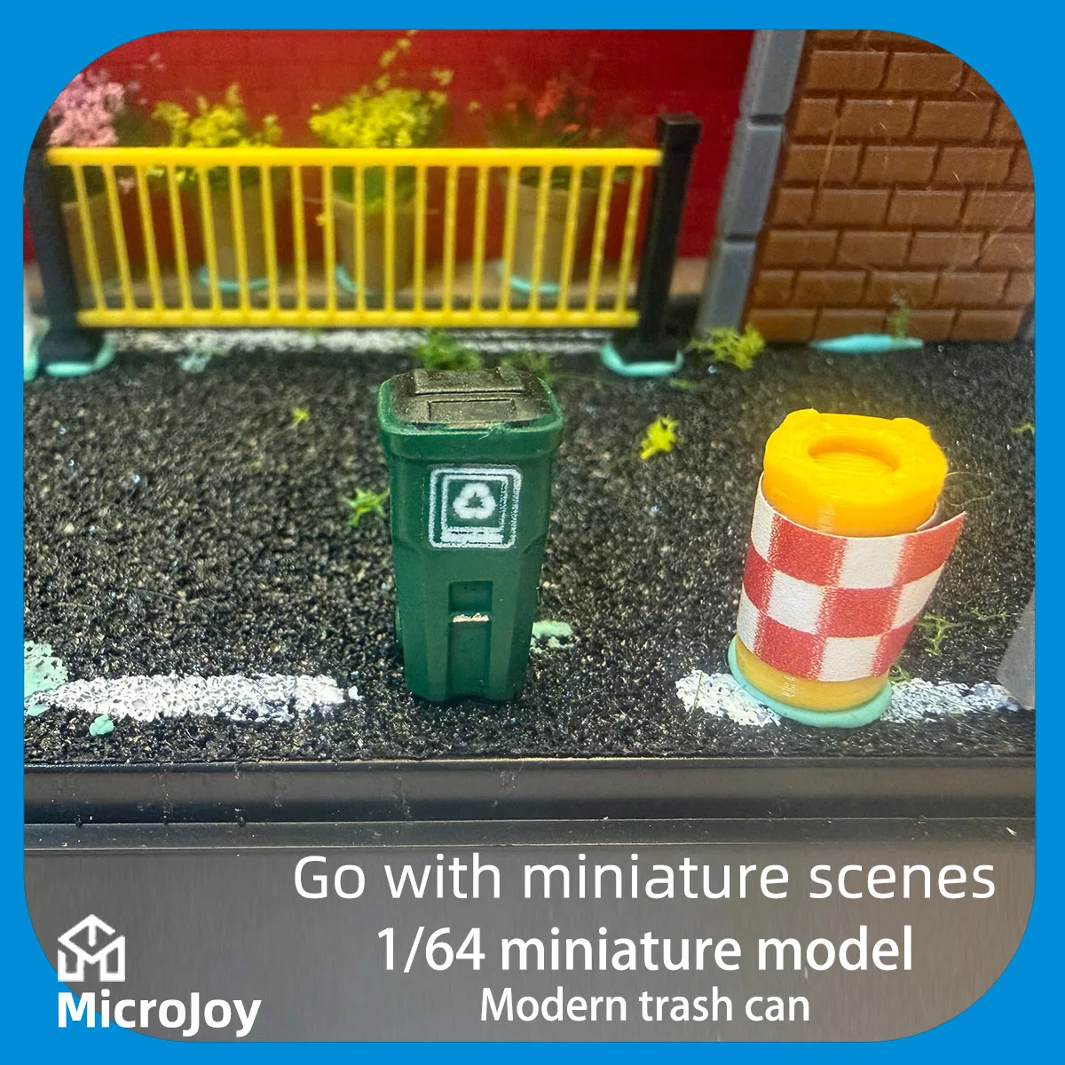 Detailed Scene: 1:64 Scale Miniature Model of a Maintenance Workshop, Park, Modern Trash Can, Mini Street Garbage Recycling Ornament, Car Model Scene with Vintage Layout
