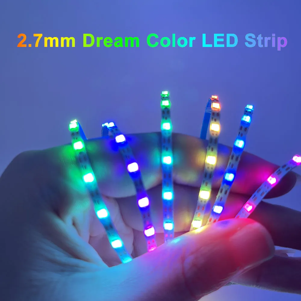 5V Ultra Narrow Slim 2.7mm 4mm RGB Dream Color LED Strip WS2812B 90/100/144leds/m Individually Addressable Samrt Pixel Light