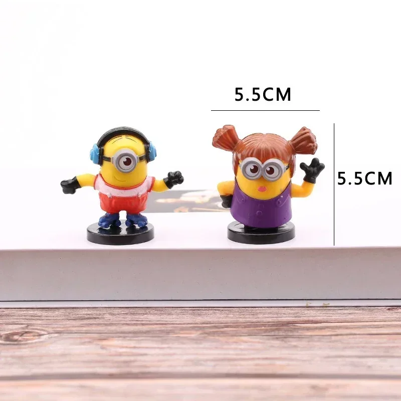 Kawaii Capsule toys 12Pcs/Set Gru Miniones Kevin Bob 3D Eye Despicable Miniones Action Figures Classic Toys Xmas Gifts