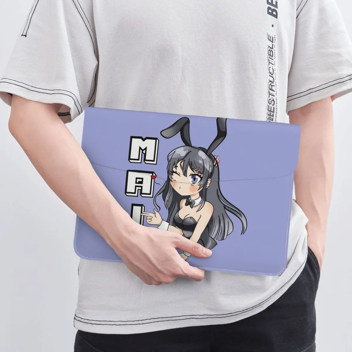 Mai Sakurajima Anime PU Leather Horizontal Laptop Sleeve Shockproof Soft Lining Notebook Case 13 Inch