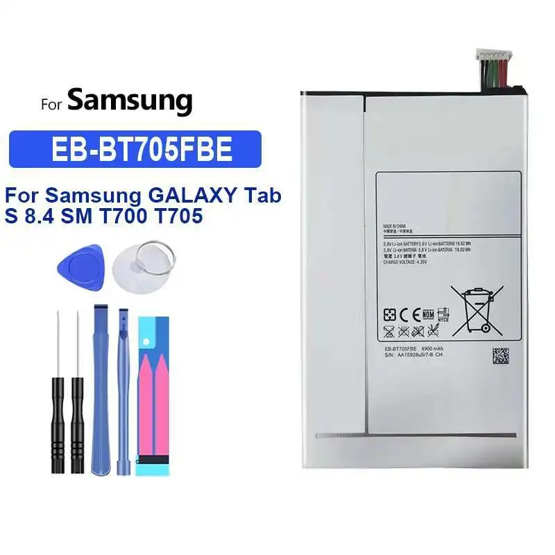 

Высокопроизводительный аккумулятор емкостью 4900 мАч для Samsung Galaxy Tab S 8.4 SM T700 T705, EB-BT705FBE