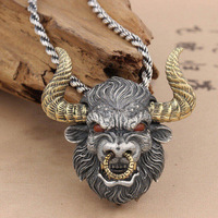 Retro Domineering Animal Bull Head Pendant Bull Devil Necklace for Men Punk Hip Hop Cool Motorcycle Riding Lucky Accessories