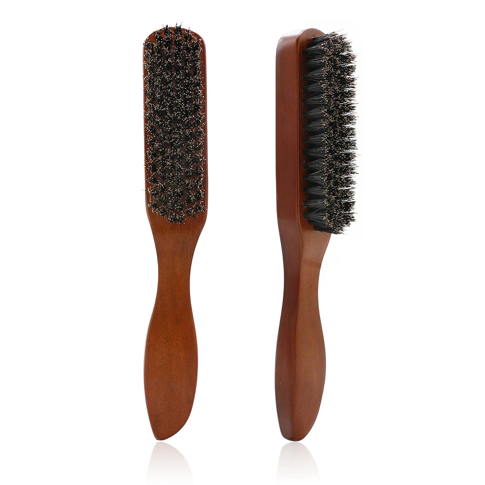 1Pc Wood Handle Bristle Hair Brush Anti Frizz Hair Styling Brush Facial Beard Cleaning Brush Salon Home Hairdresser Shaving Tool