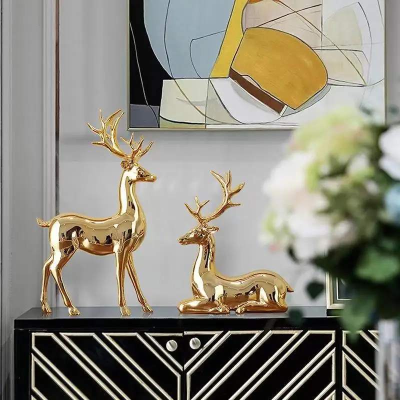 

European Style Electroplated Gold Deer Wine Cabinet Decoration For Home, Living Room, room Decoration, Deer Decoration