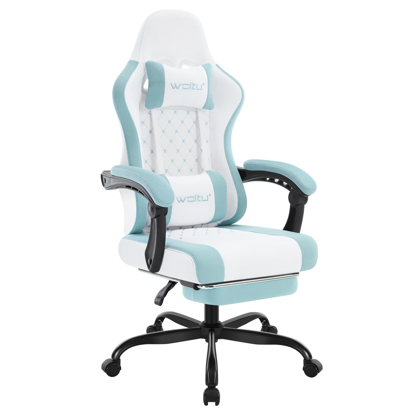 WOLTU Massage Gaming Stoel Ergonomische Draaibare Computer Gamer Bureaustoel met Kussen Voetsteun Verstelbare Hoofdsteun Lendensteun