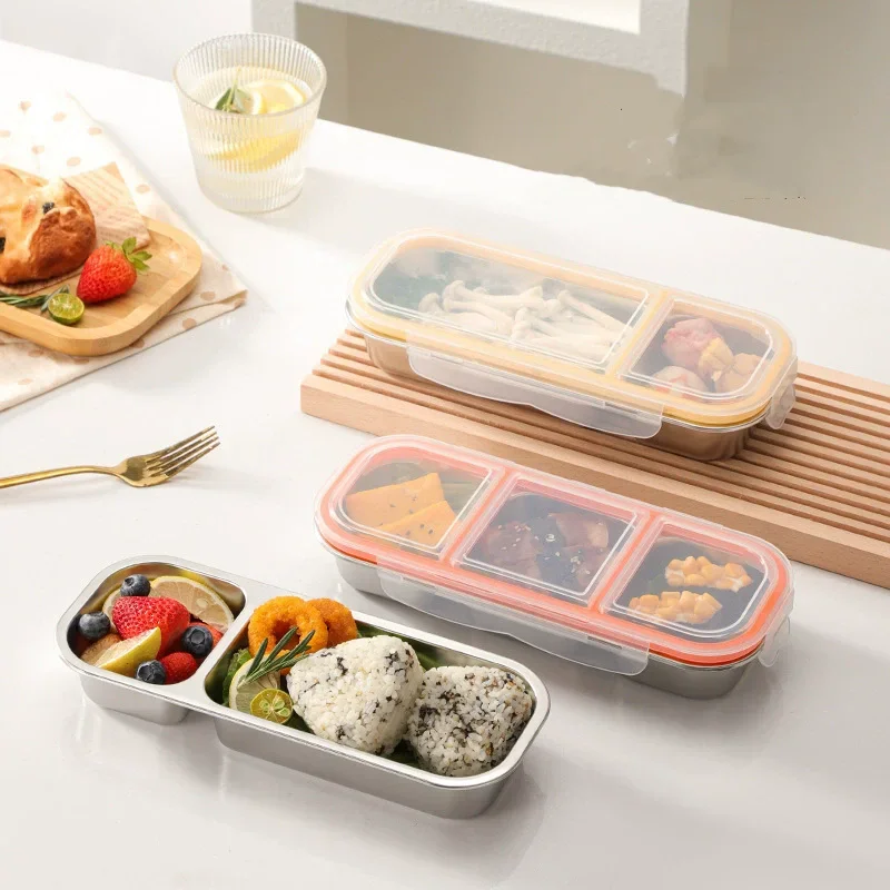 Bento-Box aus Edelstahl 304 mit Deckel, Sushi-Box, tragbare Lunchbox mit versiegeltem Fach, Fruchtsalat-Box, Frischhaltebox für Lebensmittel