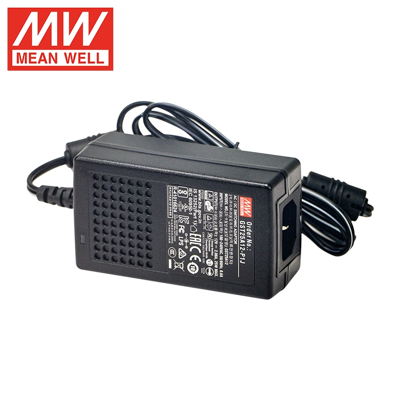 

Mean Well Adaptor GST 25A P1J AC to DC 5V 12V 15V Green lndustrial Power Adaptor GST25A12-P1J Deskdop Power Supply MW