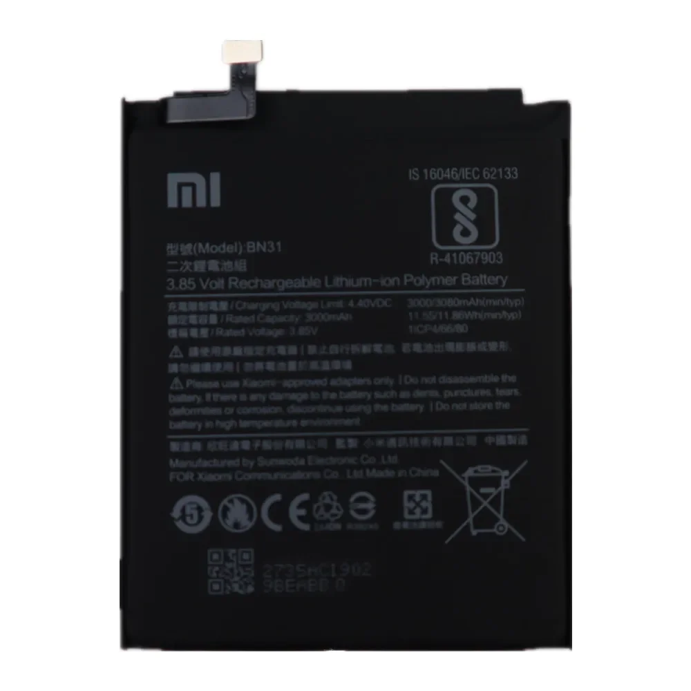 2025 Years BN31 Original Battery For Xiaomi Redmi Note 5A / 5A Pro Mi 5X Mi5X A1 MiA1 Redmi Y1 Lite S2 3000mAh Phone Batteries