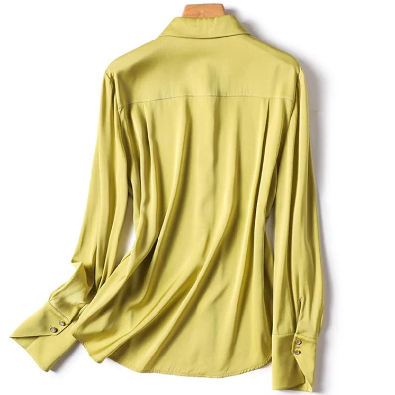 New Casual Women Silk Shirt Fashion Long Sleeve Elegant Solid Women Satin Blouse Fashion Button Up Shirts Office Lady Tops 29968