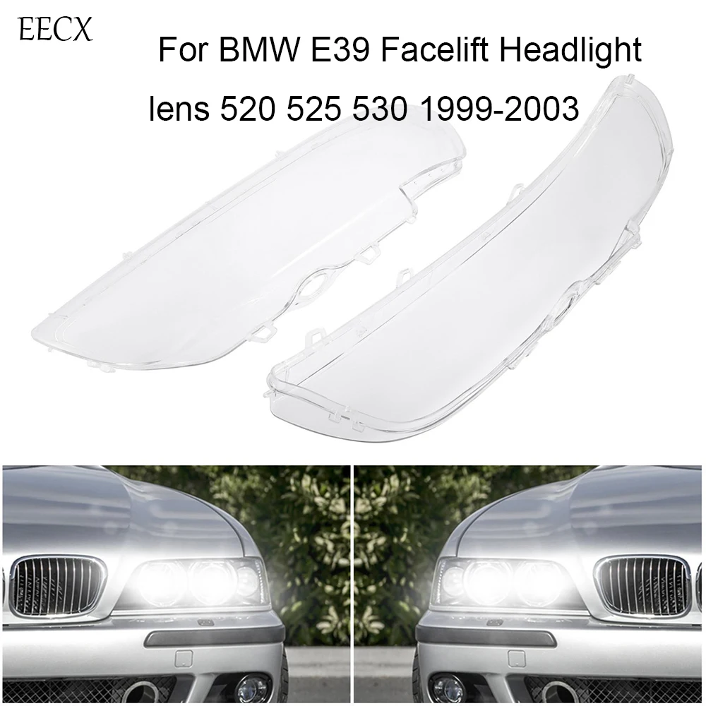 Headlight Lens Cover Easy Installation Auto 63128375301 63128375302 For BMW E39 Facelift 1996 2000~2003 Replaces Parts