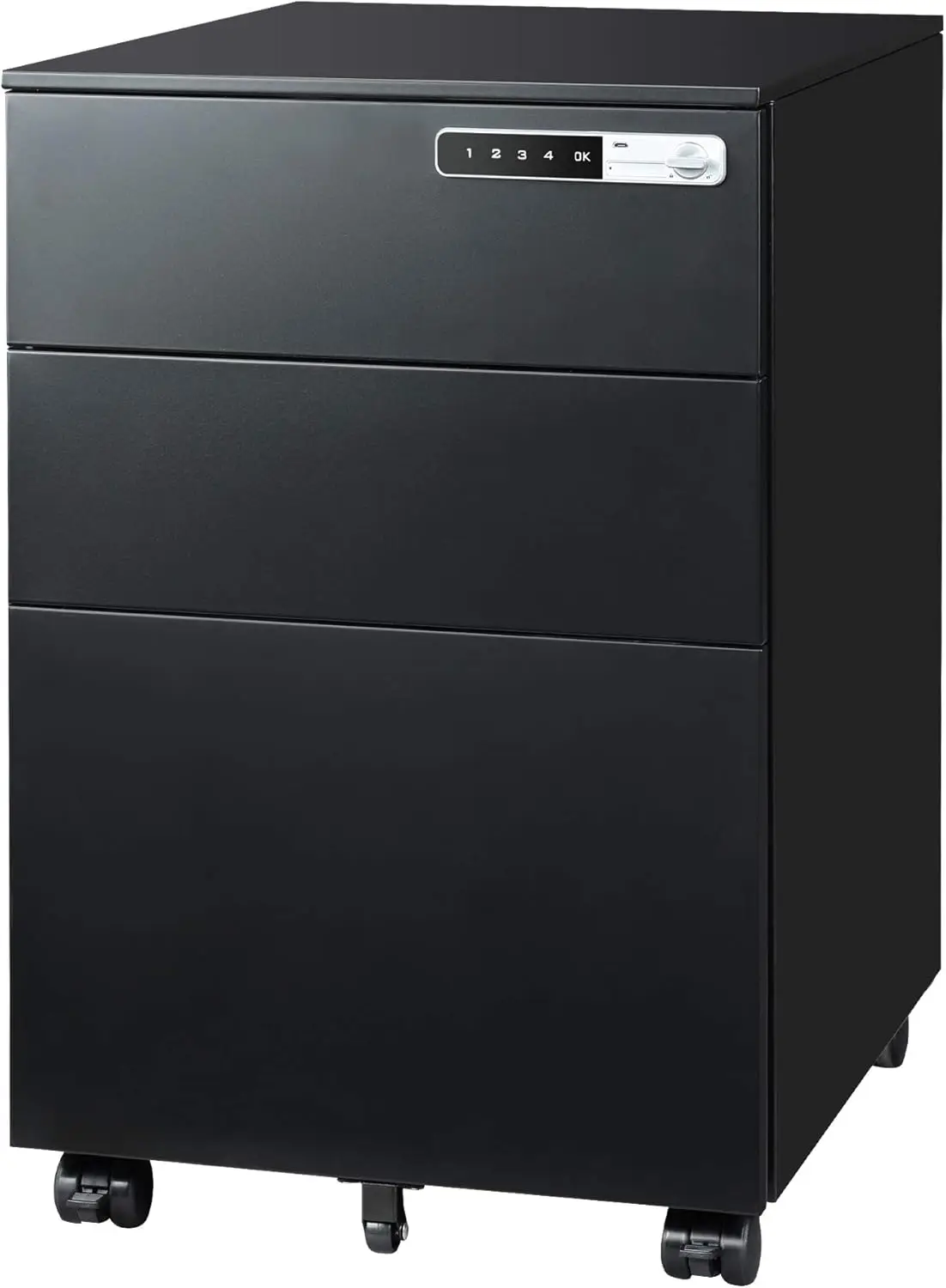 

DEVAISE 3 Drawer File Cabinet with Digital Lock, Pre-assembled Steel Filing Cabinet Except Casters, Under Desk Mobile File Cabin