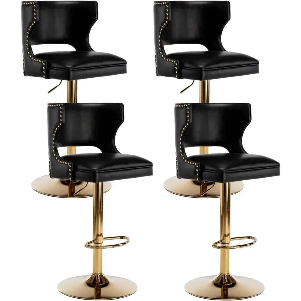 Swivel Bar Stools Set of 4, Adjustable Height Counter Stools Modern Velvet Barstool with Open Back/Footrest, Bar Stools