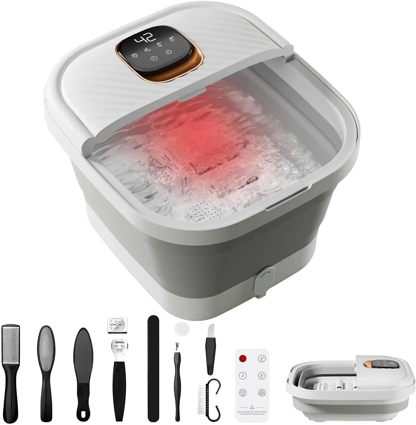 

Collapsible Heated Foot Spa with Temperature Control, Foldable Massager for Home Relaxation and Pedicure