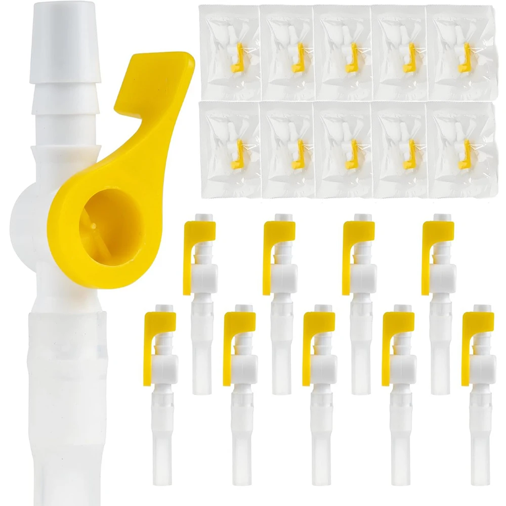 

10-100PCS Disposable Sterile Catheter Valve Urine Drainage Catheter Bag Valves with Safety Smooth Edges and Silicone Tubing
