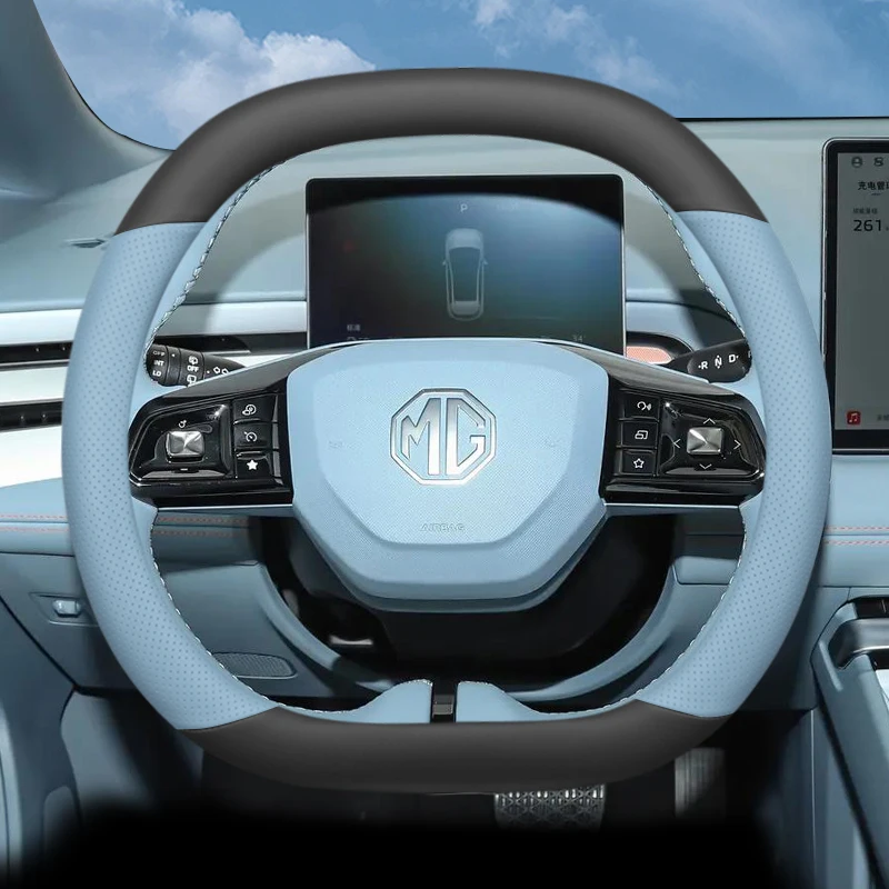 

Leather Car Steering Wheel Cover for MG 4 7 ONE HS EHS ZS ES5 GT PHEV Hybrid Luxury 2024 2025 2026 Accessories