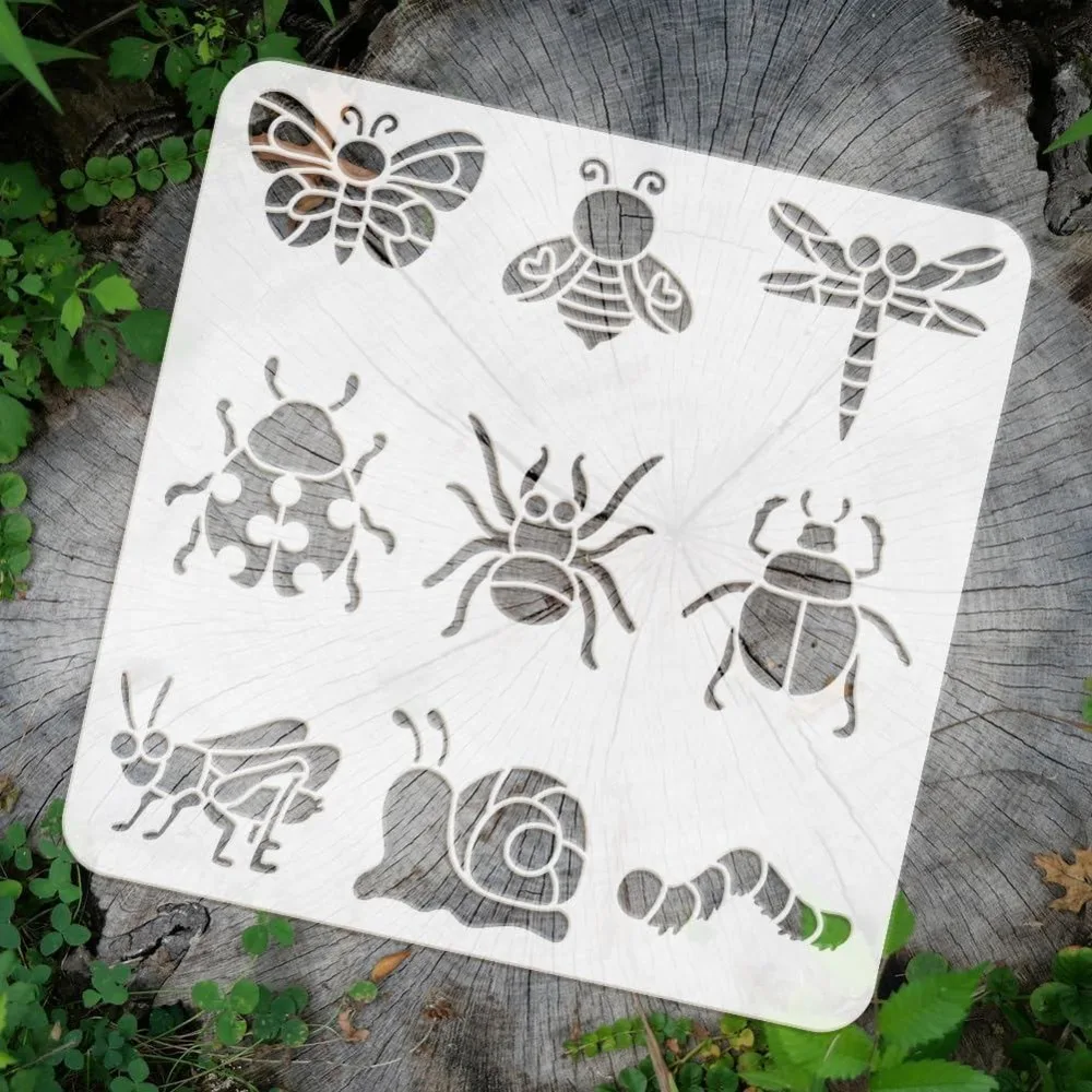 Cartoon Animals Stencil for Painting 11.8x11.8 inch Hollowed Butterfly Bee Dragonfly Ladybug Drawing Template Large Spider - view 3