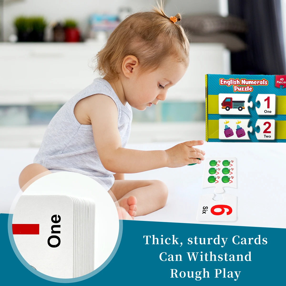 Puzzle Number Card, 52 Cards Learn While You Puzzle Improve Children's Manual Brain Abilities Educational Learning Book Gift