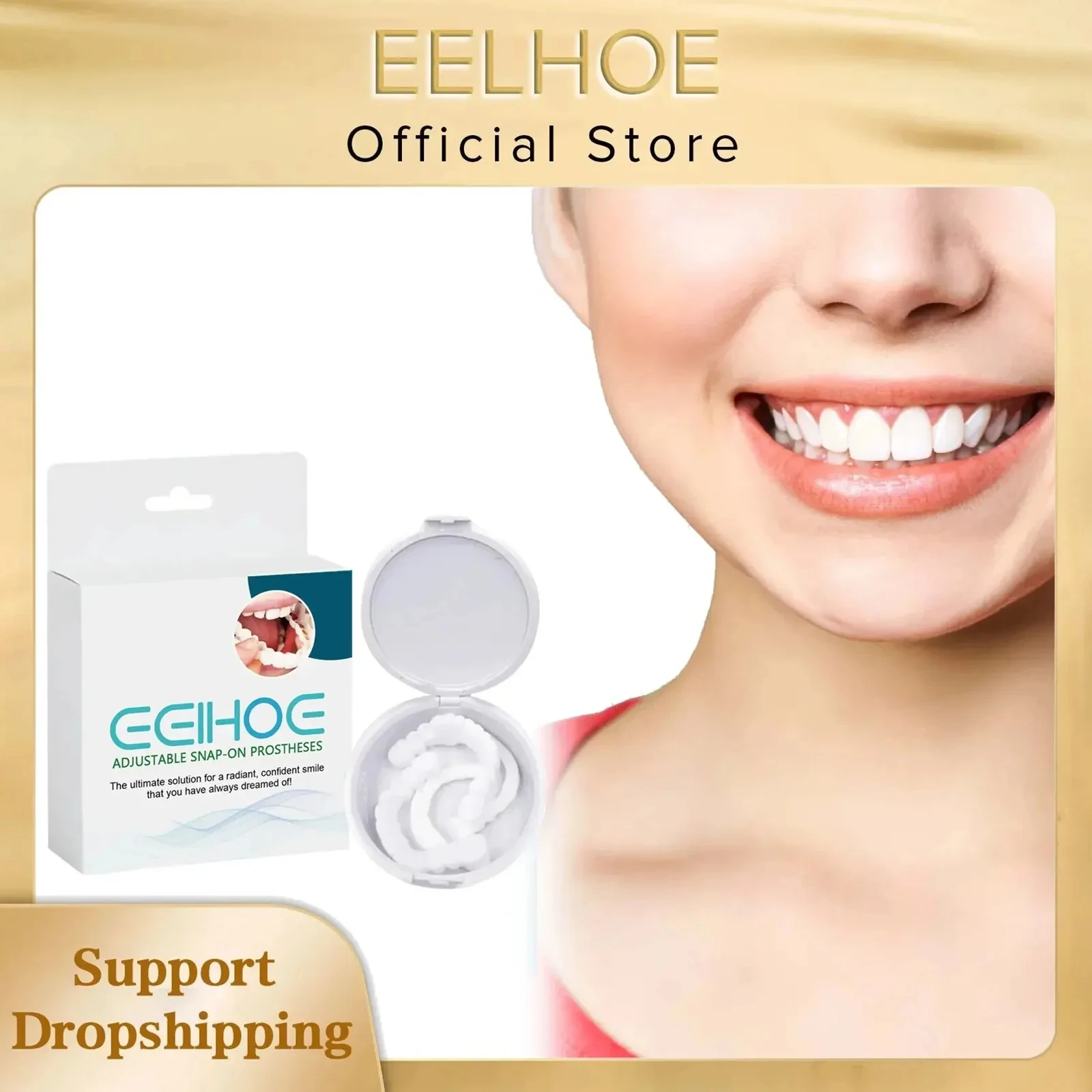 

EELHOE Snap on Veneers Teeth Cosmetic Upper Lower Temporary Tooth Instant Confident Smile Perfect Fit Teeth Whitening Fake Tooth