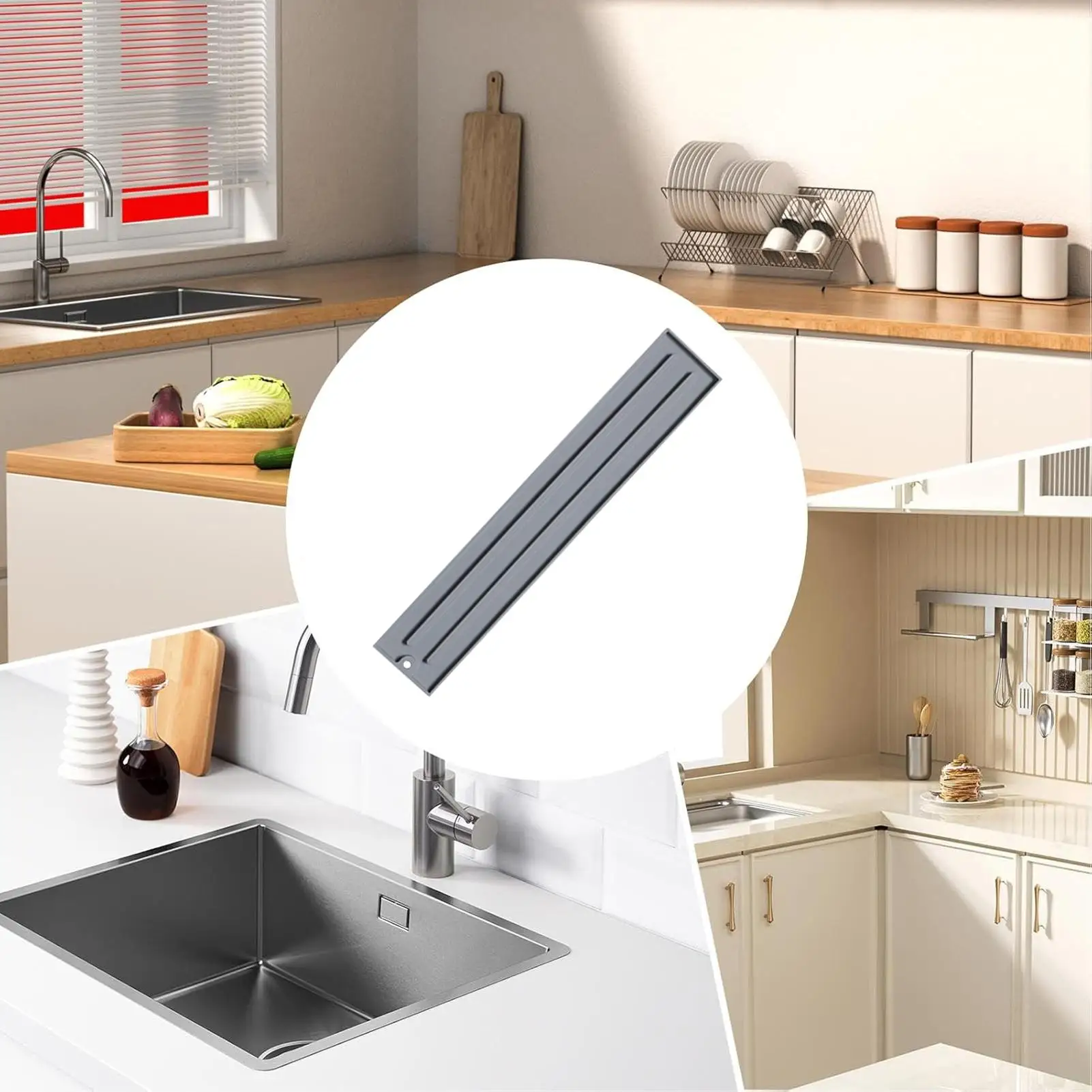 Silicone Dish Drying Mat Dishwasher Safe Counter Protector Edge Silicone Dish Drainer Mat For Pot Lid Cup Bottle Glassware