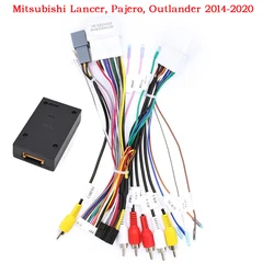 Car Audio Radio Power Cable Adapter with Canbus for Mitsubishi Outlander Lancer Pajero 16PIN Wiring Harness Connector Radio Wire