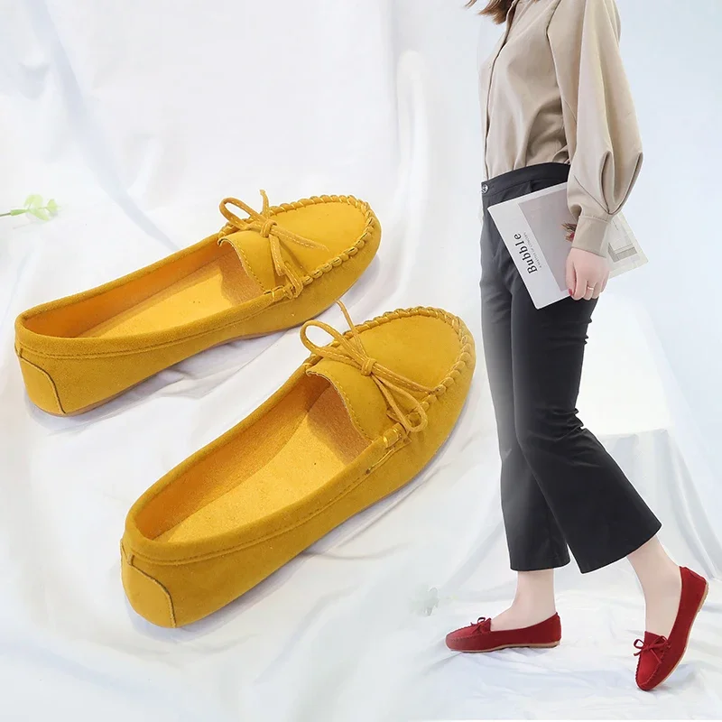 Modische Damen-Slipper mit Rundzehe und Schleife, Weiche Sohle, Slip-On Mokassins, Tägliche Freizeitschuhe – Detail 3