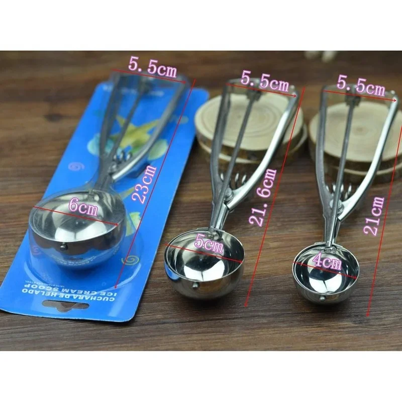 Stainless Steel Spoon Spring Handle Kitchen Stainless Ice Cream Mash Potato Scoop Kitchen Accessories Wholesale 3 Size for Choos