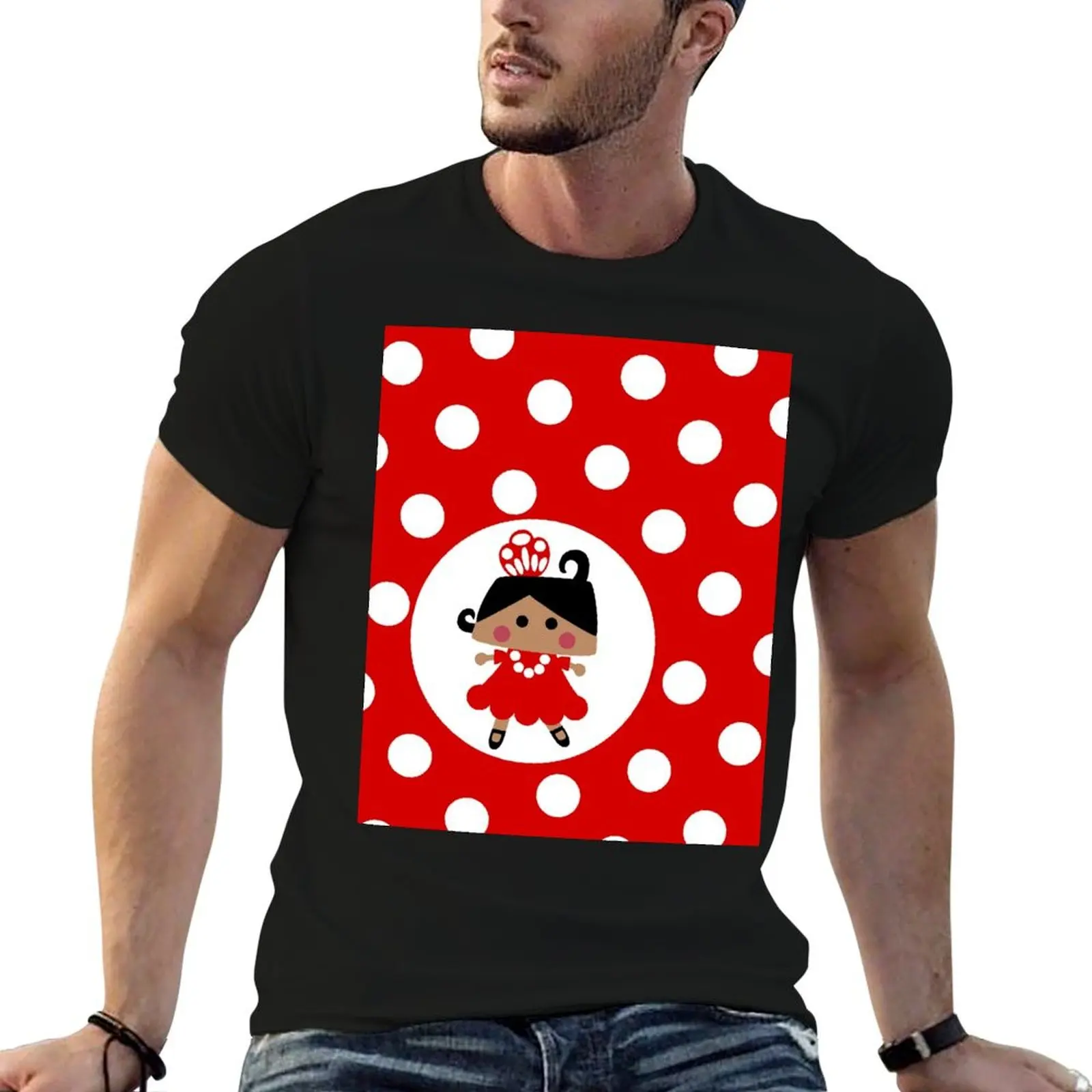 Camiseta de lunares flamenco, camisetas para hombre con gráfico vintage, camiseta de algodón 100% para hombre