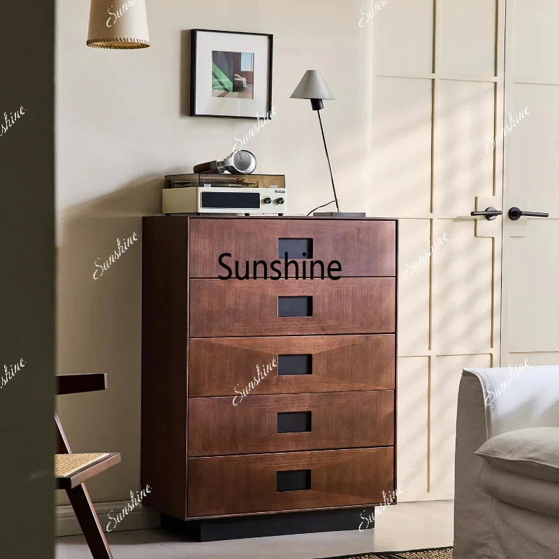 Medieval solid wood chest of drawers, living room side cabinet against the wallTJ