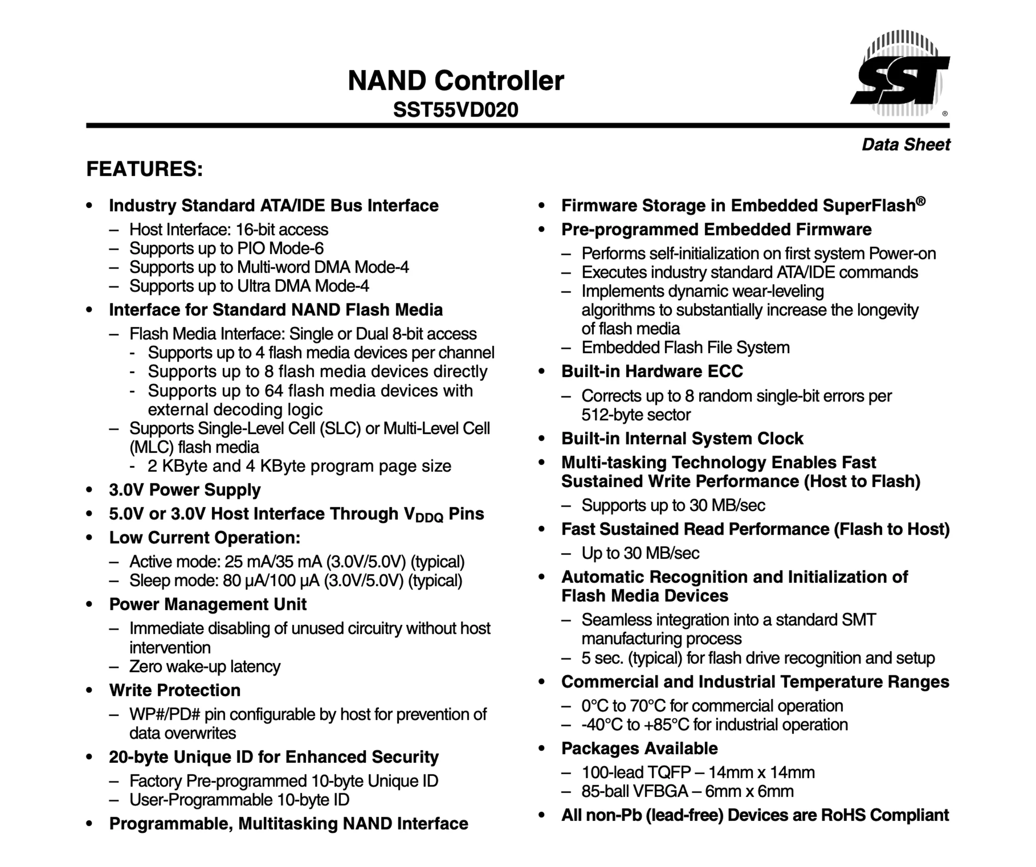 10 〜 100 ピース/ロット新オリジナル SST55VD020-60-C-TQWE 55VD020-60-C-TQWE パッケージ TQFP-100 60MHz フラッシュメモリドライブコントローラ IC