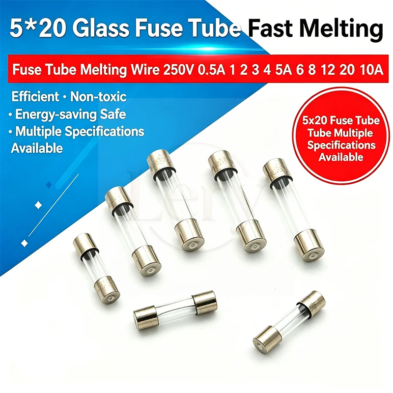 

10/100Pcs 6x30mm Fuse Tubes 5x20 Glass Fuse Tube Fuses 250V 1A 2A 3A 4A 5A 6A 7A 8A 10A 12A 15A 20A 25A 30A ﻿