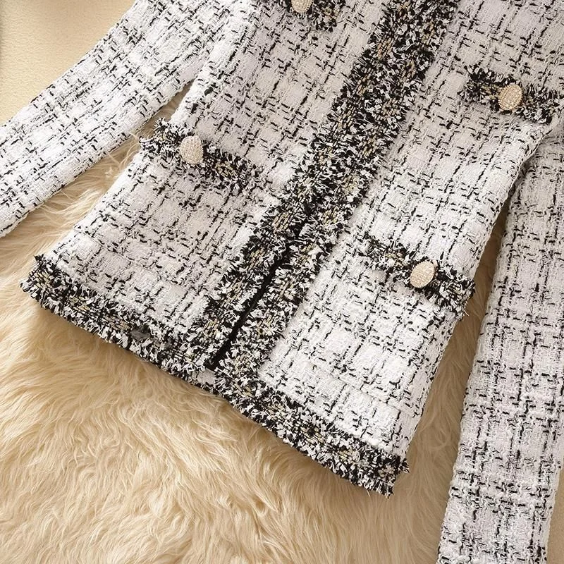 Women\'s Jacket Women\'s Jackets Spring new Trendy Ladies Short Joker Temperament Small Fragrant Tweed Coat Tweed Coat Cardigan