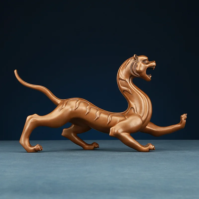 HYS Qinglong, White Tiger, Xuanwu, Suzaku, Copper Four Divine Beasts Ornament Home Office Desktop Crafts Copper Ornament