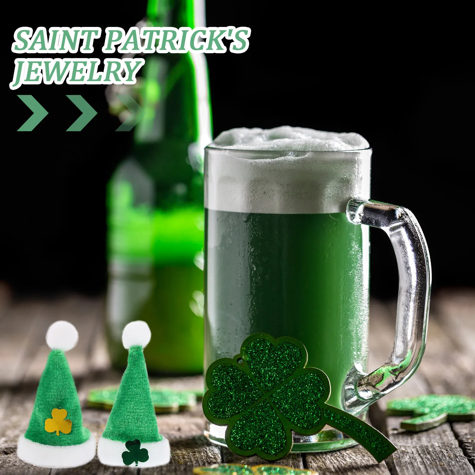20Pcs Mini Shamrock Hat DIY Craft Accessory for St Patrick's Day Decoration Party Supplies Photo Prop Gnome Hat Ornament